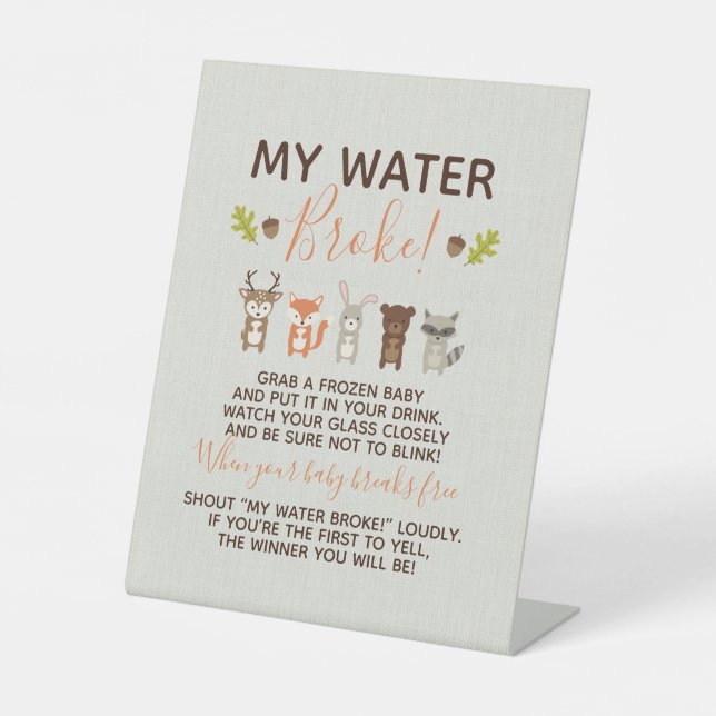 Signe De Table Woodland Baby shower Game - My Water Broster (Recto)