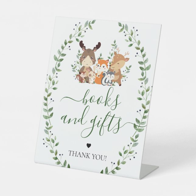 Signe De Table Woodland Green Animaux Livres & Cadeaux Baby showe (Recto)