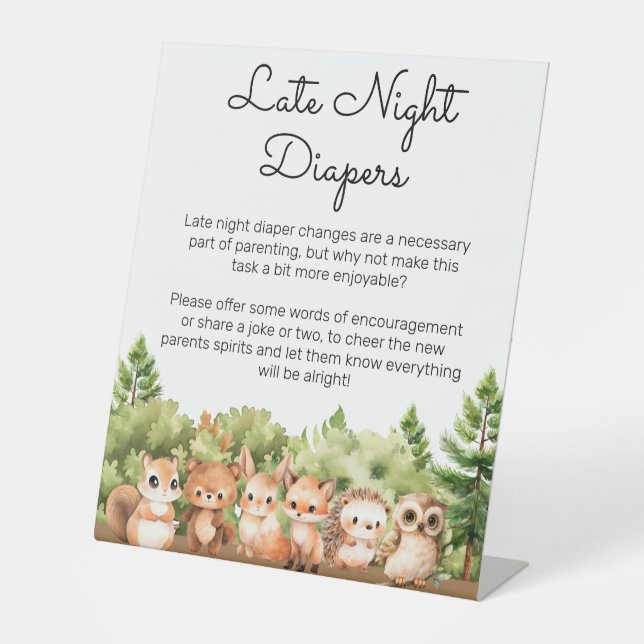 Signe De Table Woodland Late Night Diapers Notes de modification  (Recto)