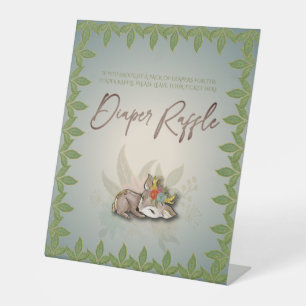 Signe De Table Woodland Oh Baby Deer Animaux Déchets Jeu de Raffl