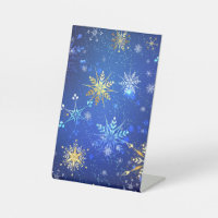 XMAS Blue Background with Golden Snowflakes