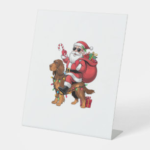 Signe De Table Xmas Éclairage Père Noël équitation Anglais Setter