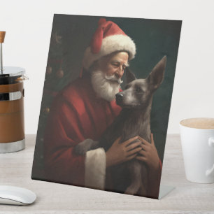 Signe De Table Xoloitzcuintli avec Noël Festif du Père Noël