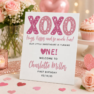 Signe De Table XOXO Hugs & Kisses Saint Valentin 1er anniversaire