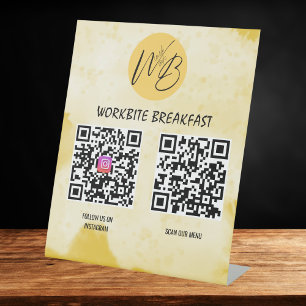 Signe De Table Yellow Watercolor Restaurant Instagram Qr Code