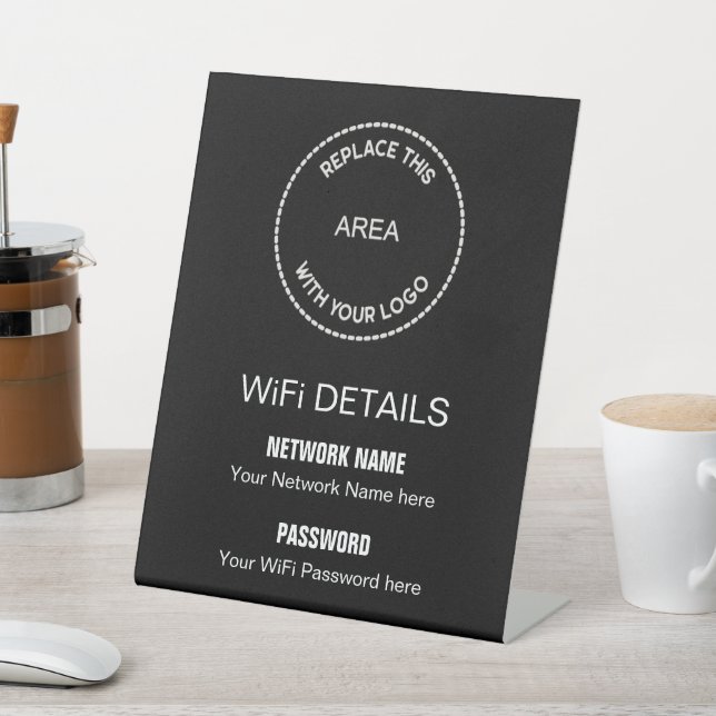 Signe De Table Your Business Logo Wifi Détails pour les clients n (In SItu)