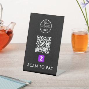 Signe De Table Zelle QR Code Scan pour payer le logo moderne Noir