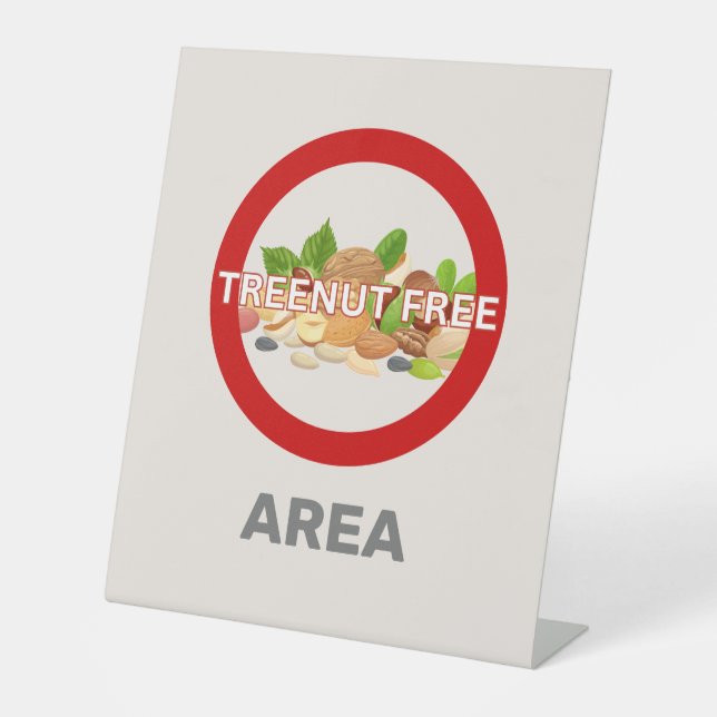 Signe De Table Zone sans arbres Alerte d'allergie alimentaire Cus (Recto)