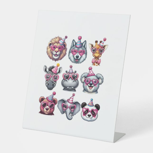 Signe De Table Zoo Animals Birthday Party Wildlife Lovers Boys Gi (Recto)