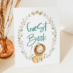 Signe De Table Zoo Safari Animal Lion Baby shower Livre d'or