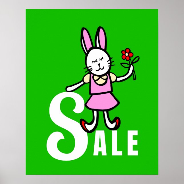 Signe de vente de lapin, affiche de boutique, affi (Devant)