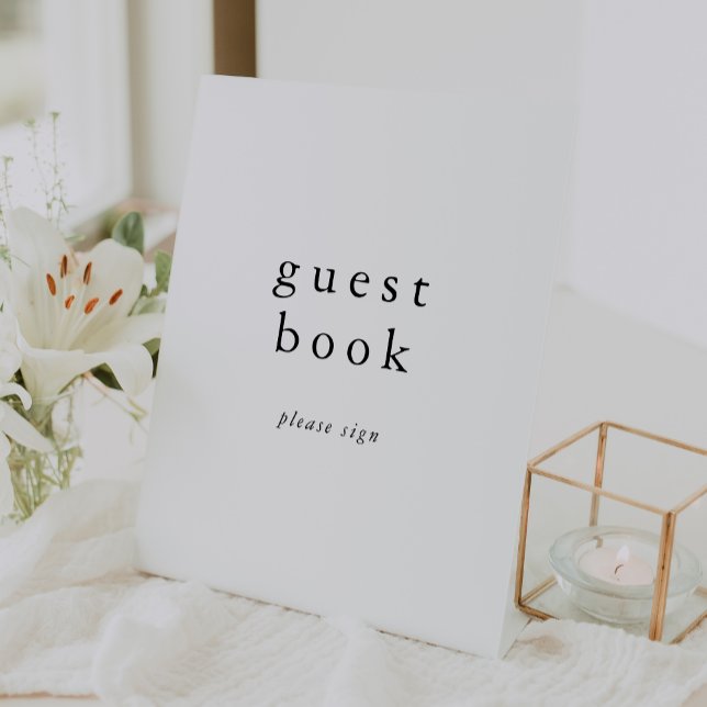 SIGNE DU LIVRE D'HÔTE Mariage noir Neutre EMELIA (EMELIA Neutral White Black Wedding Guest Book Sign)