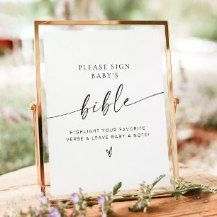 Signe du livre d'or du Baby shower biblique minima