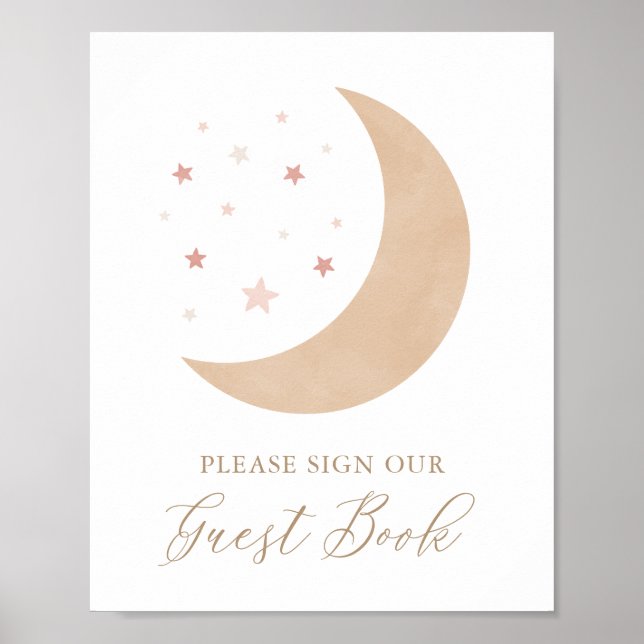 Signe du livre d'or sur la lune Giri Baby shower (Devant)