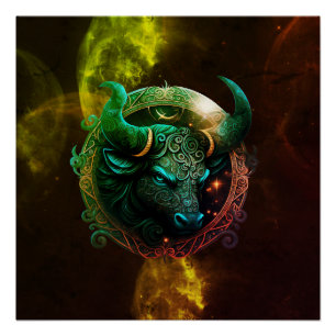 Signe du zodiaque taureau bleu sur galaxie de coul