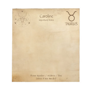 Signe du zodiaque Taureau - Bloc-notes personnalis