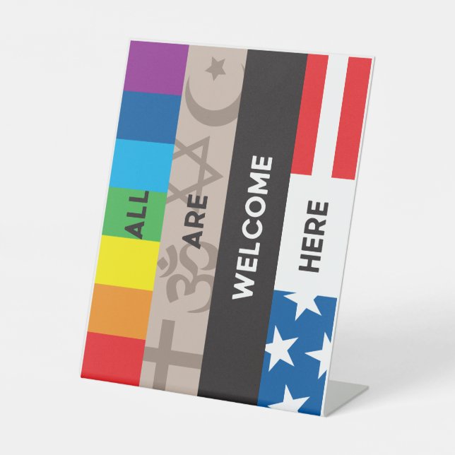 Signe en plastique 8x10 "Tous sont les bienvenus i (Recto)