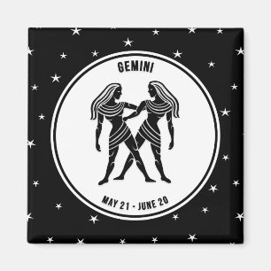 Signe Gemini Zodiac, aimant noir et blanc