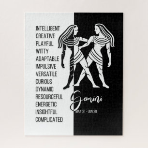 Signe Gemini Zodiac, Puzzle noir et blanc