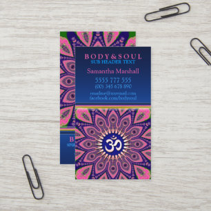Signe Om Pink Mandala Yoga Cartes de visite du nou