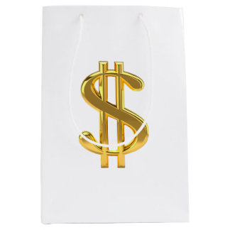 Signe or Dollar sur Sac cadeau blanc