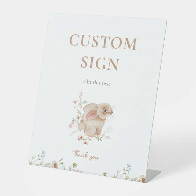 Signe personnalisé du Baby shower de lapin de Pâqu (Recto)