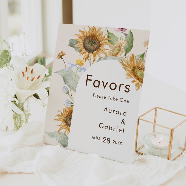 Signe Rustique Tournesol Beige Mariage Faveurs (Créateur téléchargé)