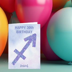 Signe Sagittaire Mignon Carte Anniversaire Violet 