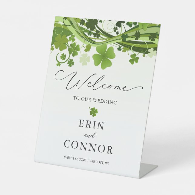 SIGNE Shamrock irlandais Mariage de bienvenue (Recto)
