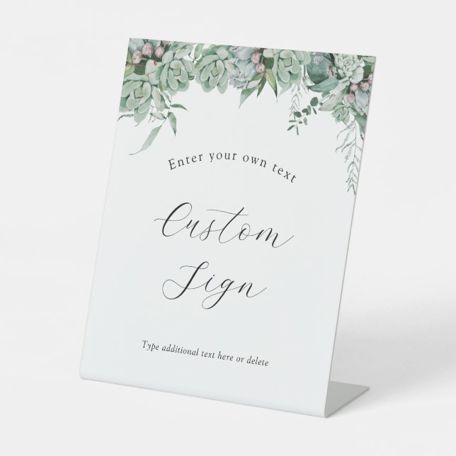 Signe texte personnalisé Succulent et Eucalyptus (Recto)