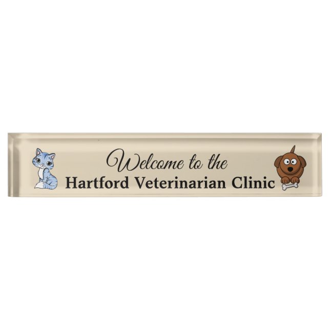 Signe vétérinaire bienvenu personnalisé de plaque (Devant)