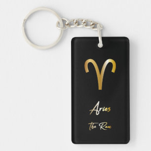 Signe Zodiac Aries, Porte - clé noir et or