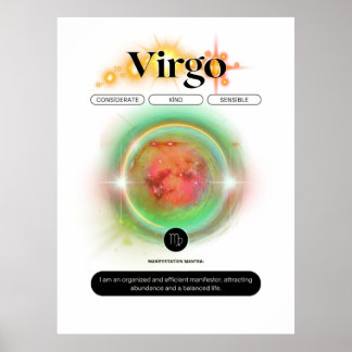 SIGNE Zodiac Virgo Citation Élément Terre Poster