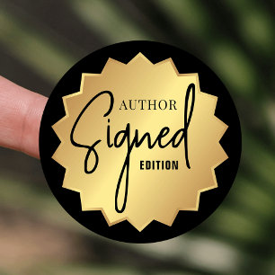Signed By Author Edition Book Launch Black & Gold Classic Round Sticker