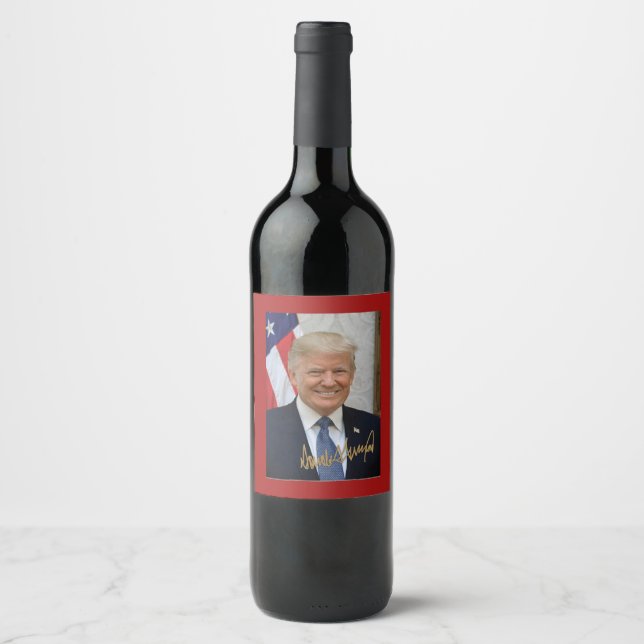 SIGNED BY PRESIDENT TRUMP 3 WINE LABEL (Front)