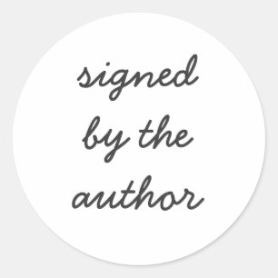 signed by the author classic round sticker