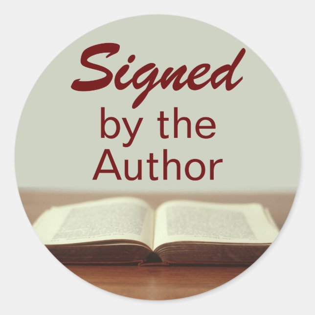 Signed by the Author Stickers Open Book on Table (Front)