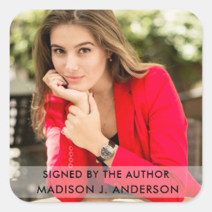 Signed by the Author Writer Photo Square W Large Sticker