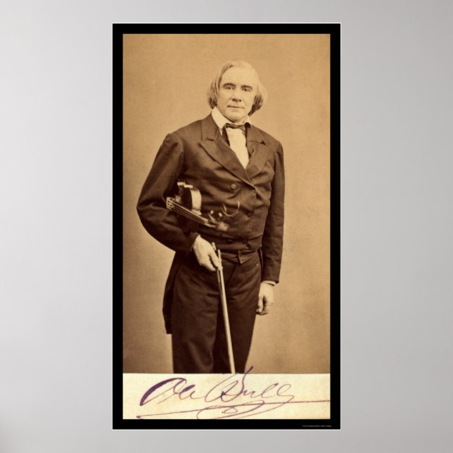 Signed Card of Violin Virtuoso, Ole Bull 1864 Poster (Front)