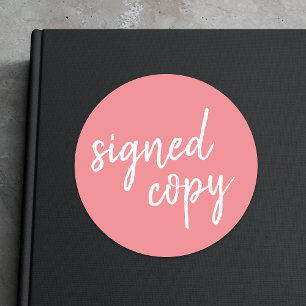 Signed Copy Author Blush Pink Book Signing Classic Round Sticker