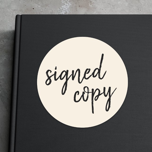 Signed Copy | Author Ivory Cream Book Signing Classic Round Sticker (Creator Uploaded)