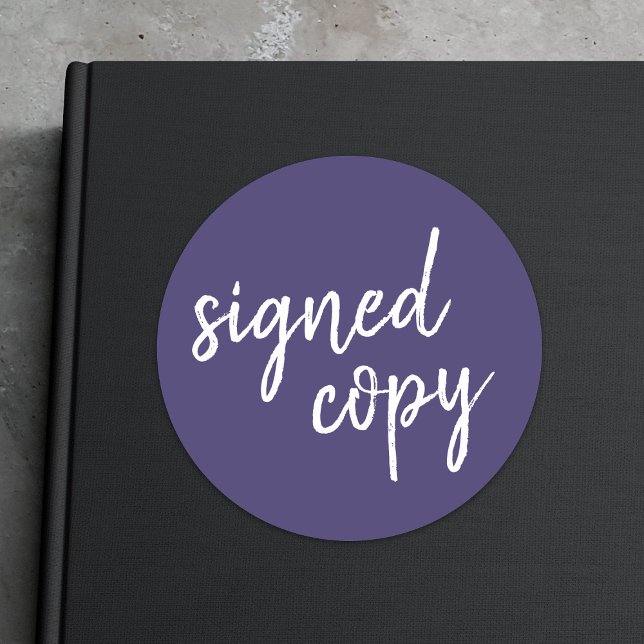 Signed Copy | Author Navy Blue Book Signing Classic Round Sticker (Creator Uploaded)