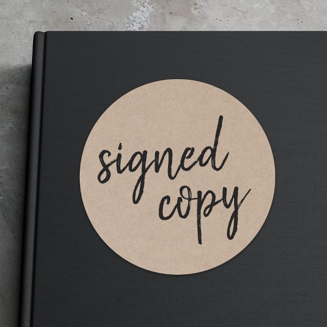 Signed Copy | Author Rustic Kraft Book Signing Classic Round Sticker (Creator Uploaded)