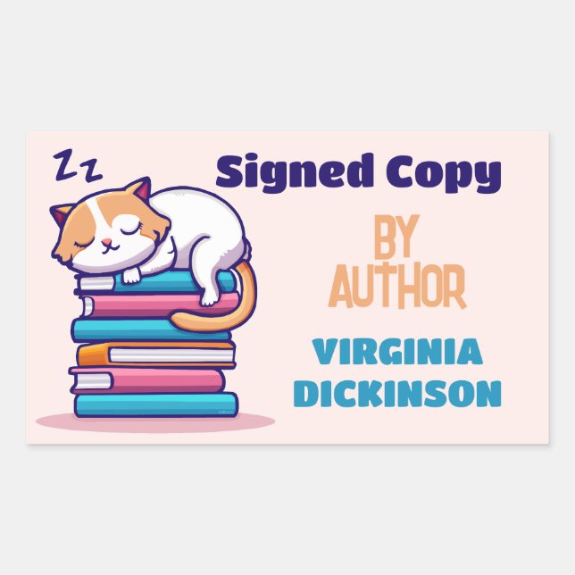 Signed Copy Author Writer Book Signing Cute Cat Sticker (Front)