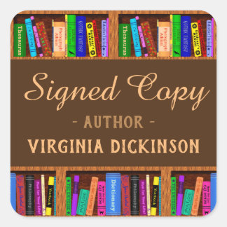 Signed Copy Author Writer Book Signing Library Square Sticker