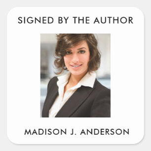 Signed Copy Author Writer Photo W Square Sticker