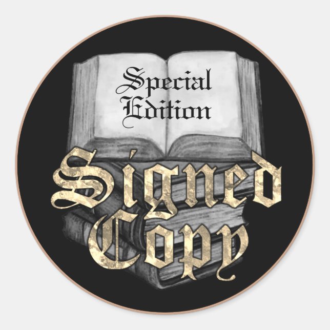 Signed Copy Black And Gold Classic Round Sticker (Front)