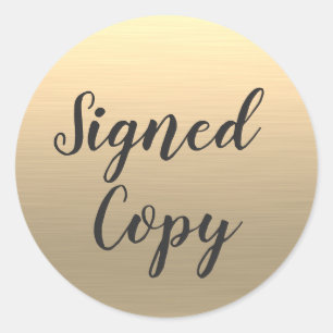 Signed Copy Gold Writer Classic Round Sticker