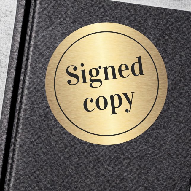 Signed copy golden gradient author book signing classic round sticker (Signed copy golden gradient author book signing classic round sticker)