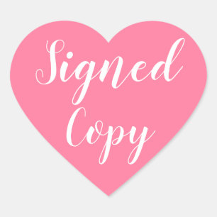 Signed Copy Romance Author Writer Pink Heart Sticker